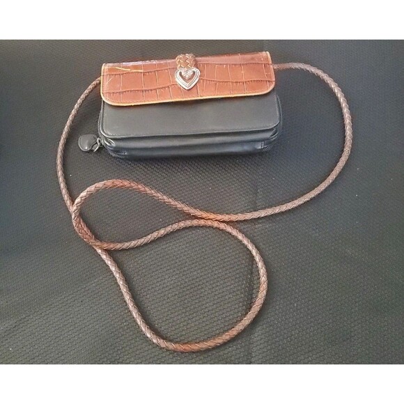 Brighton Handbags - Brighton Croc Embossed Wallet Purse with Detachable Strap Black Brown
